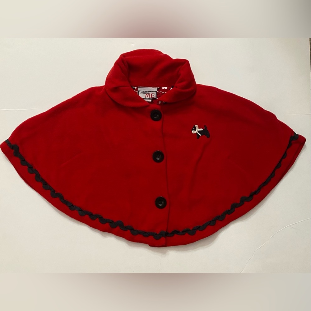 Red Cape Poncho Girls 18 Months Shrug Coat Scottie Dogs Fleece Dog Paw